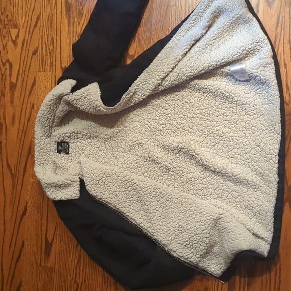 Volcom Sherpa lined Jacket Baia Park black zip warm outdoor Skater Girl  sz L - Picture 7 of 9